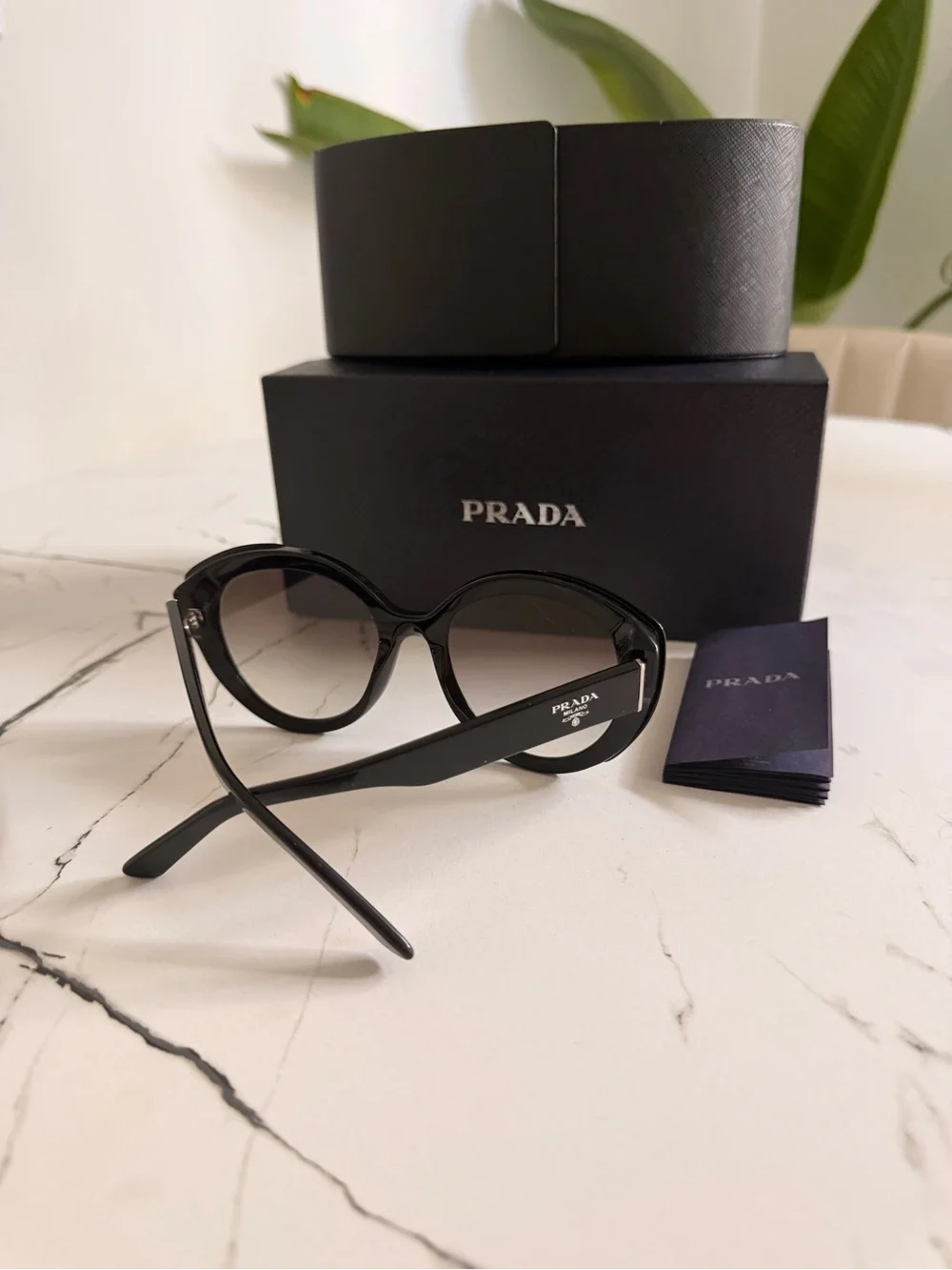 Prada Black Round Gradient Lens Sunglasses